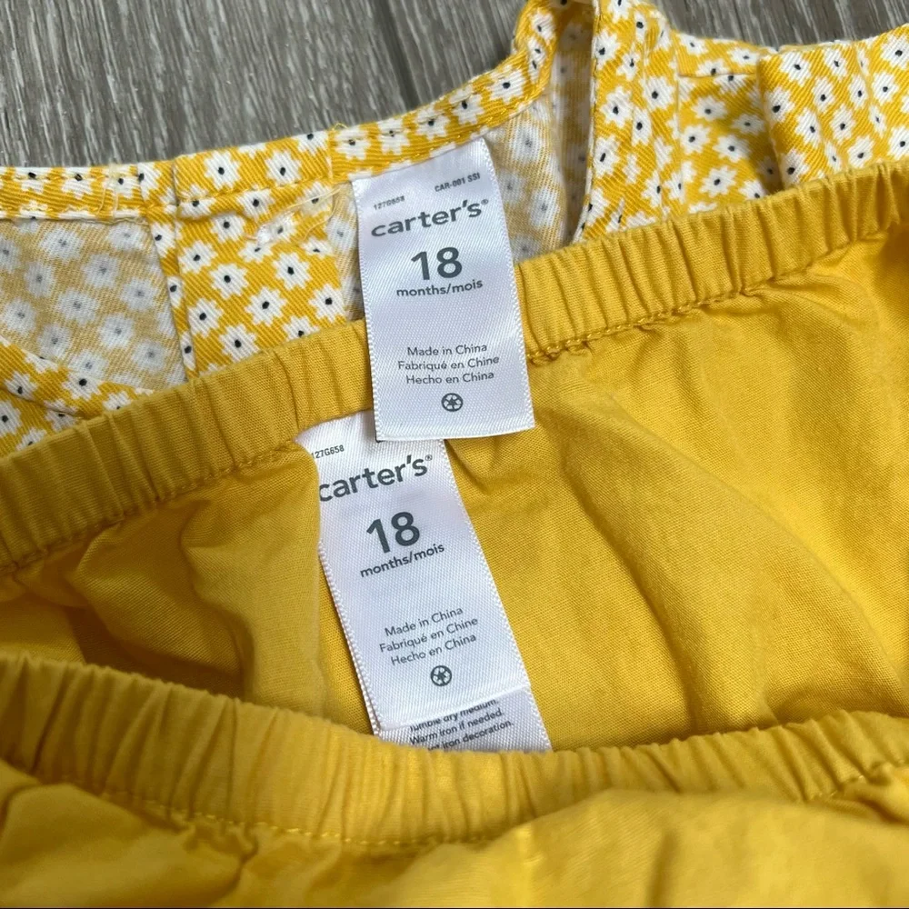 CARTERS 3/4 SLEEVE BELTED DRESS YELLOW 18MO